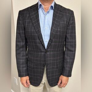 Kiton charcoal Plaid Blazer